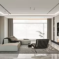 Modern Living and Dining Area Interior With Open Layout Sofa Coffee Table Staircase And Plants
