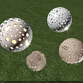 Decorative Spherical Outdoor Lights With Hollow Patterns And Woven Texture Illuminating Grass Area
