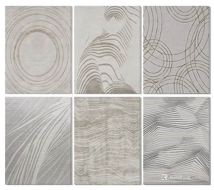 Square Rugs With Abstract Line Wave And Circle Patterns For Modern Home Decor 3d model 