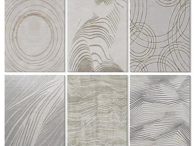 Square Rugs With Abstract Line Wave And Circle Patterns For Modern Home Decor 3d model