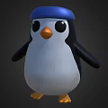 Cute Penguin Game Animated Movie Character With Blue Hat Orange Beak And Feet