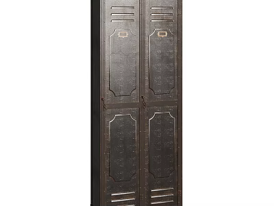 Vintage Industrial Metal Locker With Double Doors And Classic Panel Design 3d model