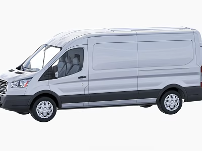White Commercial Cargo Van With Box Body Side Windows And Doors 3d model