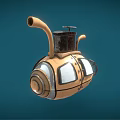 Vintage Small Underwater Vehicle With Round Windows And Wooden Metal Structure