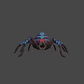Giant Blue Striped Spider With Red Eyes And Long Legs In 3D Render