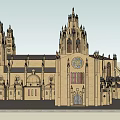 Ancient Gothic Architecture With Spires Stained Glass Windows And Arched Doorways
