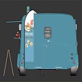 Blue Fish and Chips Food Truck With Menu Boards And Display Banners