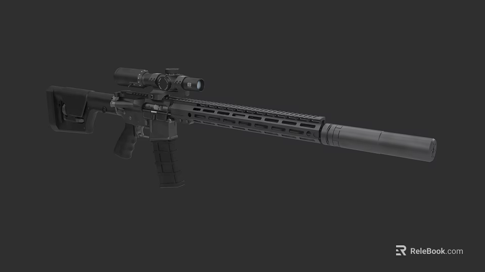 Modern Tactical Rifle With High Precision Scope And Ergonomic Grip Design 3d model