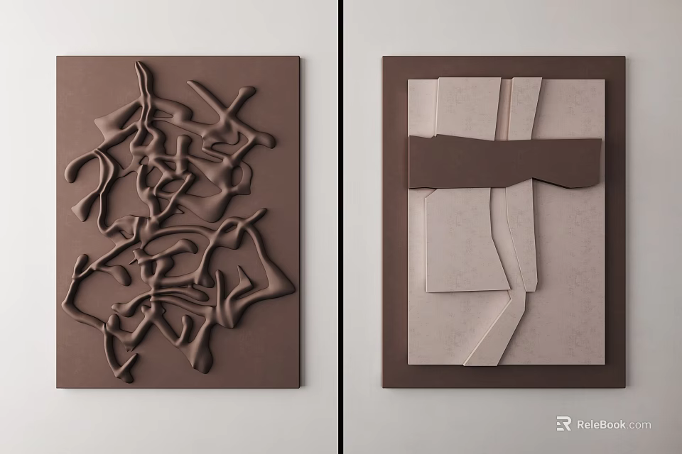 Modern Abstract Wall Decor with 3D Textured Patterns and Geometric Designs 3d model