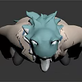 Anthropomorphic 3D Character With Blue Ears White Long Coat Black Inner Shirt Gloves And Boots