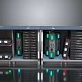 Modern Data Center Server Rack With Multiple Servers Green Red Indicators