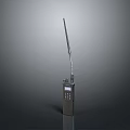 Modern Silver Weapon Featuring Long Antenna And Control Screen On Gray Background 3d model