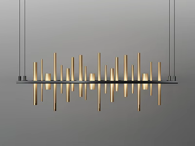 Irregular Shaped Modern Chandelier With Vertical Cylindrical Light Bars And Warm Glow 3d model