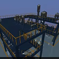 Industrial Equipment Facility With Multi tier Platform Staircase And Piping System