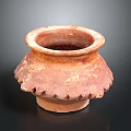 Antique Reddish Brown Terracotta Vase With Wide Mouth And Scalloped Edges