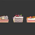 Assorted Delicious Dessert Slices With Chocolate Fruit Toppings And Colorful Layers