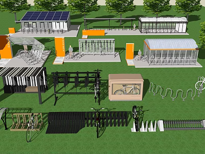 Various Modern Sunshade Structures With Metal Frames And Glass Panels For Outdoor Use 3d model