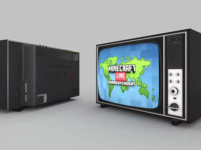 Vintage Television With World Map Screen Displaying Whirlight Live World Channel Classic Design 3d model