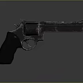 Black Revolver With Detailed Metal Barrel And Handle On Dark Background