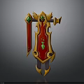 Elegant Red Shield With Golden Ornaments Green Gemstones And Decorative Patterns