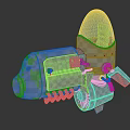 Blue Sci Fi Mechanical Vehicle Featuring Transparent Cockpit Red Details And Tracks
