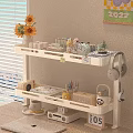 Cozy Room Two Tier Storage Shelf With Sunflowers Stationery Figurines Headphones And Mugs