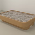 Modern Rectangular Coffee Table With Wooden Frame And Textured Glass Top