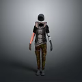 3D Character Model With Skeleton Skull T Shirt Gray Vest And Camouflage Pants