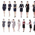 Modern 2D Reception Etiquette Reception Characters 3d model