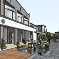 Traditional Commercial Street Featuring Waterfront Plaza Pedestrian Areas And Classic Buildings