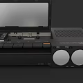 Black Dual Cassette Deck Headphone Speaker System With Control Knobs And Buttons 3d model