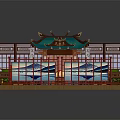 Traditional Asian Interior With Wooden Shoji Screens Tatami Mats And Wave Patterned Decor