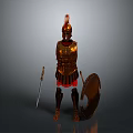 Roman Warrior Weapons Including Golden Sword and Red Accent Shield with Armor