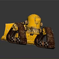 Small Yellow Bulldozer Functional Vehicle With Rusty Tracks And Bucket