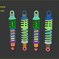 Colorful Hardware Tools Shock Absorbers Featuring Spring Design And Red Yellow Blue Hues 3d model