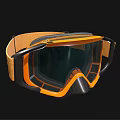 Orange And Black Ski Goggles With Tinted Lens And Adjustable Strap 3d model