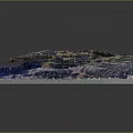 3D Terrain Model of Mine Quarry Featuring Rock Layers Vegetation Roads And Mining Traces