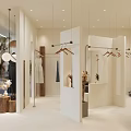 Minimalist Modern Clothing Store Interior With Hanging Racks Mirrors And Wooden Display Cabinets