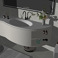 Cream Air Bathroom Cabinet Wash Desk 3d model