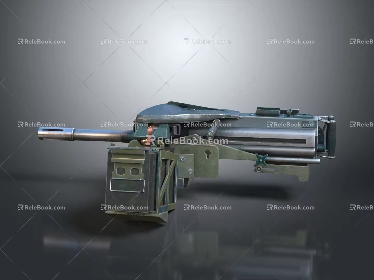 Browning Machine Gun Browning Gatling White Machine Gun Machine Gun Bullet Military 3d model