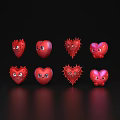 Cute Red Heart Shaped Decorative Ornament Set with Eyes and Various Designs