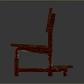 Natural Outdoor Scene With Red Leather Bench And Wooden Frame