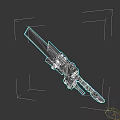 Futuristic Sci Fi Weapon With Green Glowing Blade And Red Metallic Parts