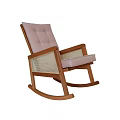 Modern Wooden Rocking Chair With Pink Cushion And Mesh Armrests Design
