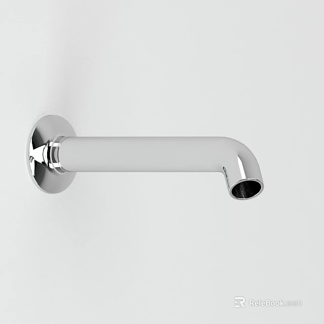 Sleek Modern Wall Mounted Stainless Steel Faucet With Long Spout And Single Handle Design 3d model 