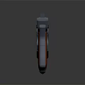 Futuristic Sci Fi Pistol With Sleek Design Blue Black Body And Orange Grip Metallic Finish
