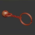 Golden Metal Keychain With Spherical Charm And Chain For Daily Use