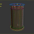 Rustic Metal Trash Can With Cylindrical Body And Top Ring Frame