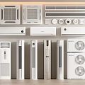 Various Types of Air Conditioners and Fans Including Ceiling Wall and Standing Units