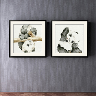 Modern Animal Painting Black and White Living Room Animal Giant Panda Decorative Painting 3d model